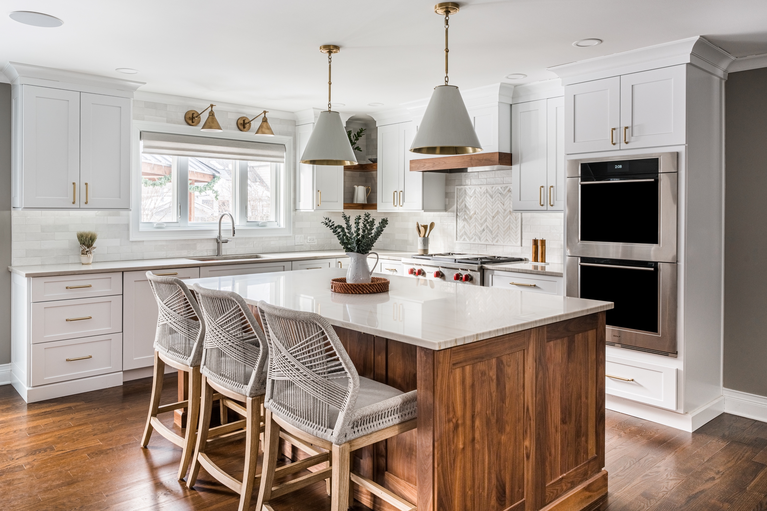 Walnut Adds Warmth To White Kitchen