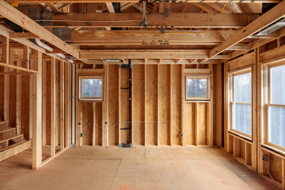 Interior,View,Of,A,House,With,Framing,Materials